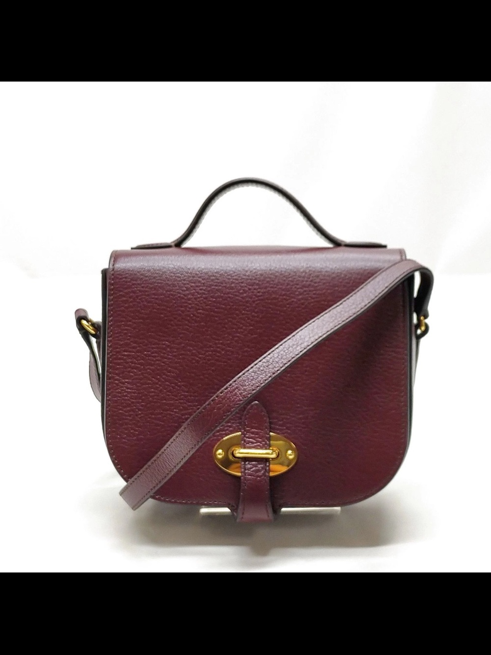 Mulberry Burgundy Leather Crossbody Bag with Gold Hardware
